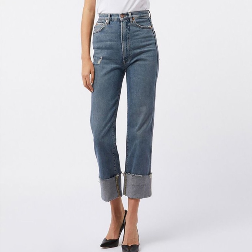 NWT! 3x1 Claudia Extreme High Kick Jean Cropped with Cuff. Size 32